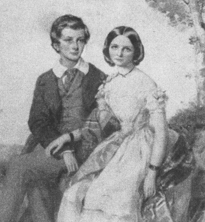 Emily Eugenia Elliott aged 15 and brother Arthur, by R A Heapy 1854.jpg
