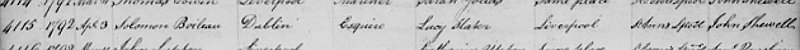 Solomon Boileau and Lucy Slater marriage register 1792.jpg