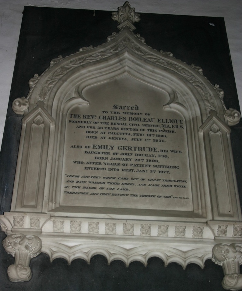 St Marys Tattingstone monument to Charles Boileau Elliott and Emily Dougan.jpg